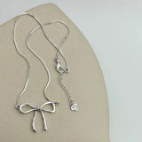 925 Silver Necklace Women Bow Engagement Fine Jewelry