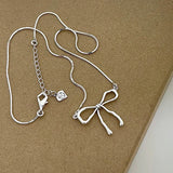 925 Silver Necklace Women Bow Engagement Fine Jewelry