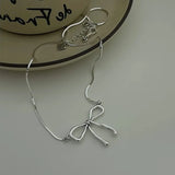 925 Silver Necklace Women Bow Engagement Fine Jewelry