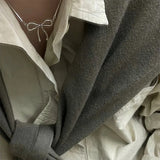 925 Silver Necklace Women Bow Engagement Fine Jewelry