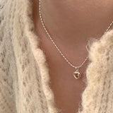925 Silver Pink Heart Necklace for Women