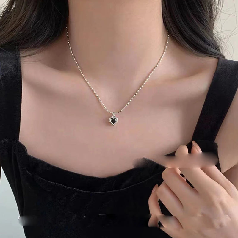 BF CLUB Sterling Silver Pink Heart Necklace for Women