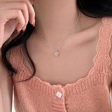 BF CLUB Sterling Silver Pink Heart Necklace for Women