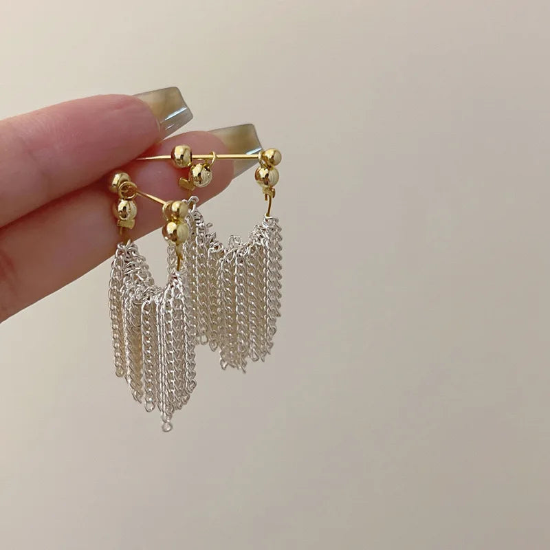 925 Silver Tassel Earrings Allergy-Free Party Accessories Gift