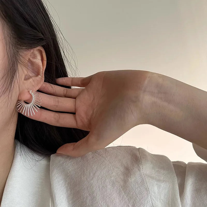 Vintage Fan Earrings - 925 Silver for Women