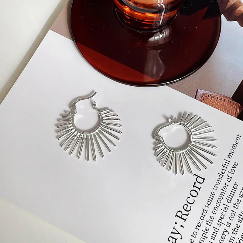 Vintage Fan Earrings - 925 Silver for Women