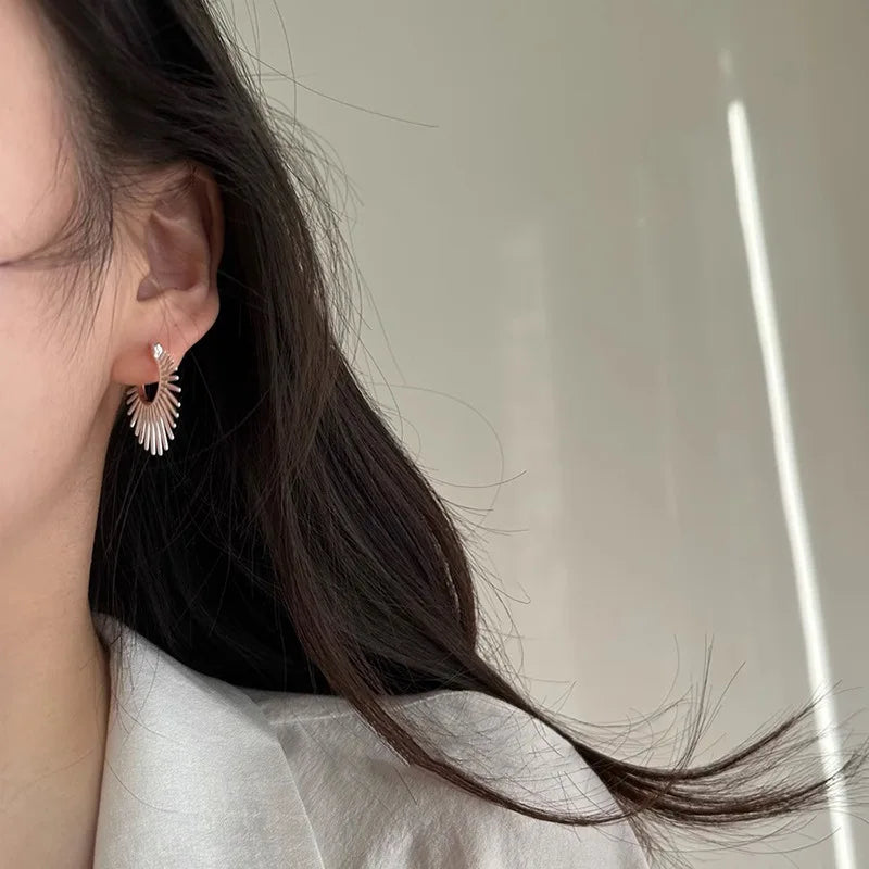 Vintage Fan Earrings - 925 Silver for Women