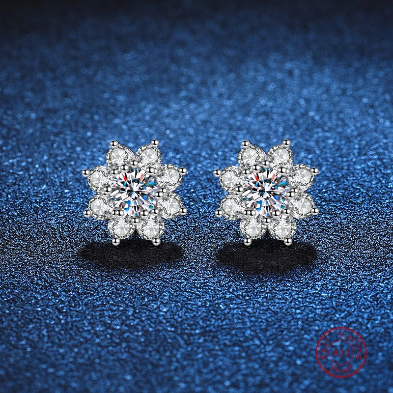 925 Silver Zircon Earrings Sparkling Bridal Jewelry Christmas