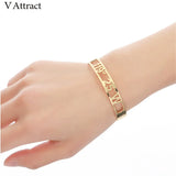 Personalized Stainless Steel Cuff Bracelet, Custom Name & Date Initial Bangle