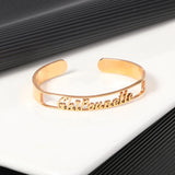 Personalized Stainless Steel Cuff Bracelet, Custom Name & Date Initial Bangle