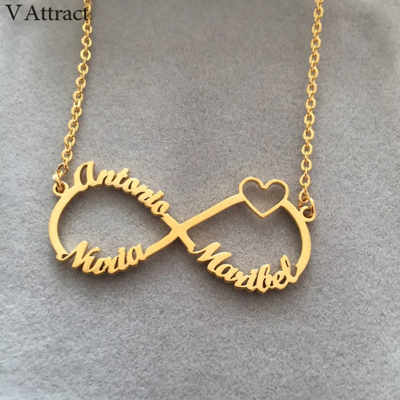 Personalized Infinity Name Pendant Necklace Heart Charm