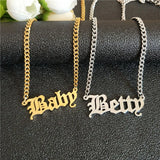 Personalized Name Necklace Old English Style for Women Men
