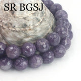 Faceted AA Pink Lepidolite Natural Stone Round Beads 15inch