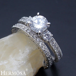 LOVE Hermosa Zircon Wedding Bands Rings Size 7# 8#