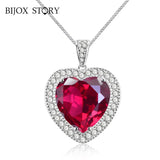 925 Silver Necklace with Ruby Zircon Heart Pendant