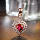 925 Silver Necklace Heart Emerald Pendant