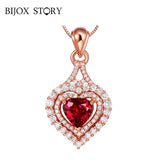 925 Silver Necklace Heart Emerald Pendant