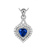925 Silver Necklace Heart Emerald Pendant