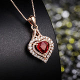 925 Silver Necklace Heart Emerald Pendant