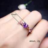 925 Silver Heart Shape Amethyst Charm Ring for Woman