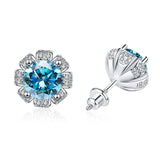 Moissanite Earrings 925 Sterling Silver for Girl Flower Shape Jewelry
