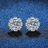 Moissanite Earrings 925 Sterling Silver for Girl Flower Shape Jewelry