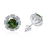 Moissanite Earrings 925 Sterling Silver for Girl Flower Shape Jewelry