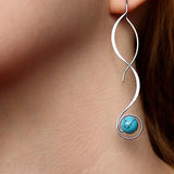 Vintage 925 Silver Earrings Turquoise Drop for Party Gift