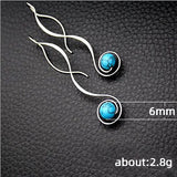 Vintage 925 Silver Earrings Turquoise Drop for Party Gift