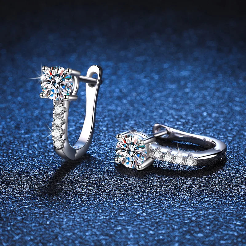 Vintage 925 Sterling Silver Stud Earrings with Moissanite Jewelry for Women