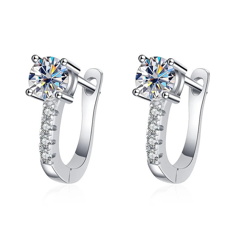 Vintage 925 Sterling Silver Stud Earrings with Moissanite Jewelry for Women