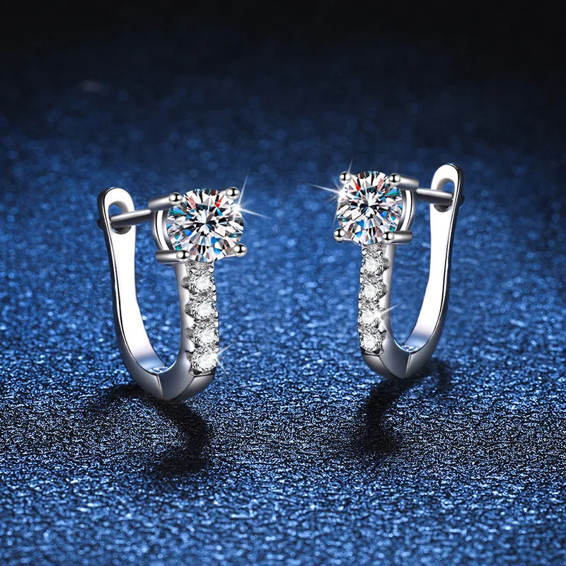 Vintage 925 Sterling Silver Stud Earrings with Moissanite Jewelry for Women