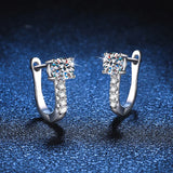 Vintage 925 Sterling Silver Stud Earrings with Moissanite Jewelry for Women