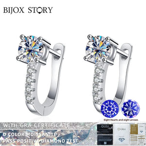 Vintage 925 Sterling Silver Stud Earrings with Moissanite Jewelry for Women