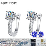 Vintage 925 Sterling Silver Stud Earrings with Moissanite Jewelry for Women