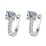 Vintage 925 Sterling Silver Stud Earrings with Moissanite Jewelry for Women