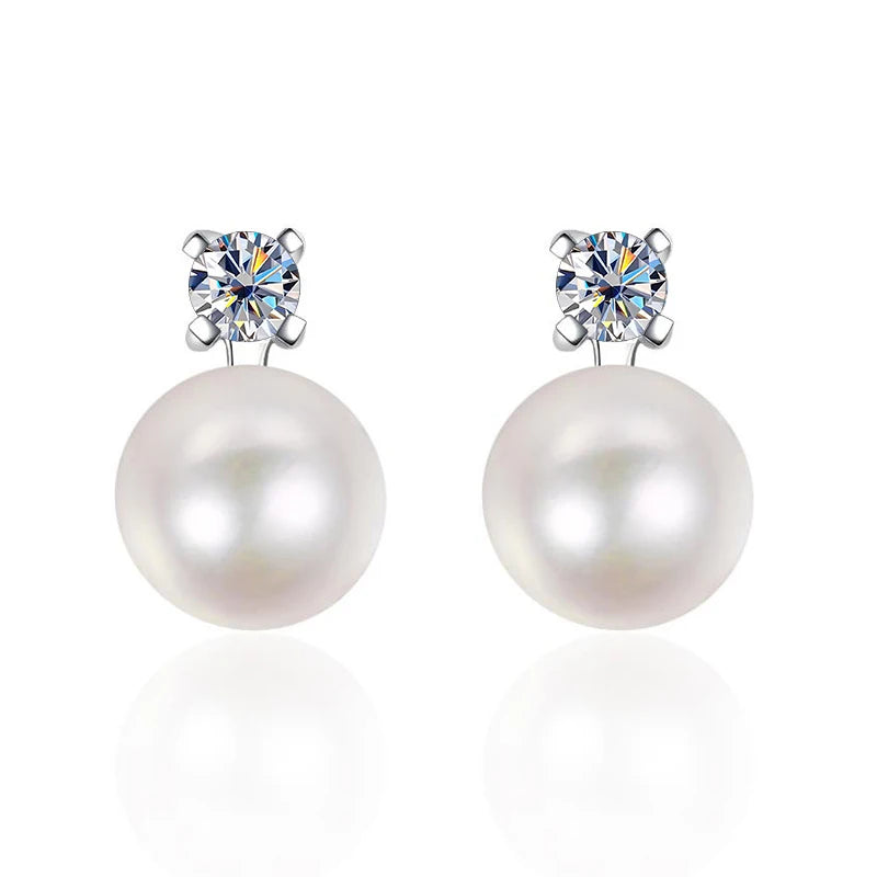 Vintage S925 Sterling Sliver Stud Earrings with Moissanite Jewelry