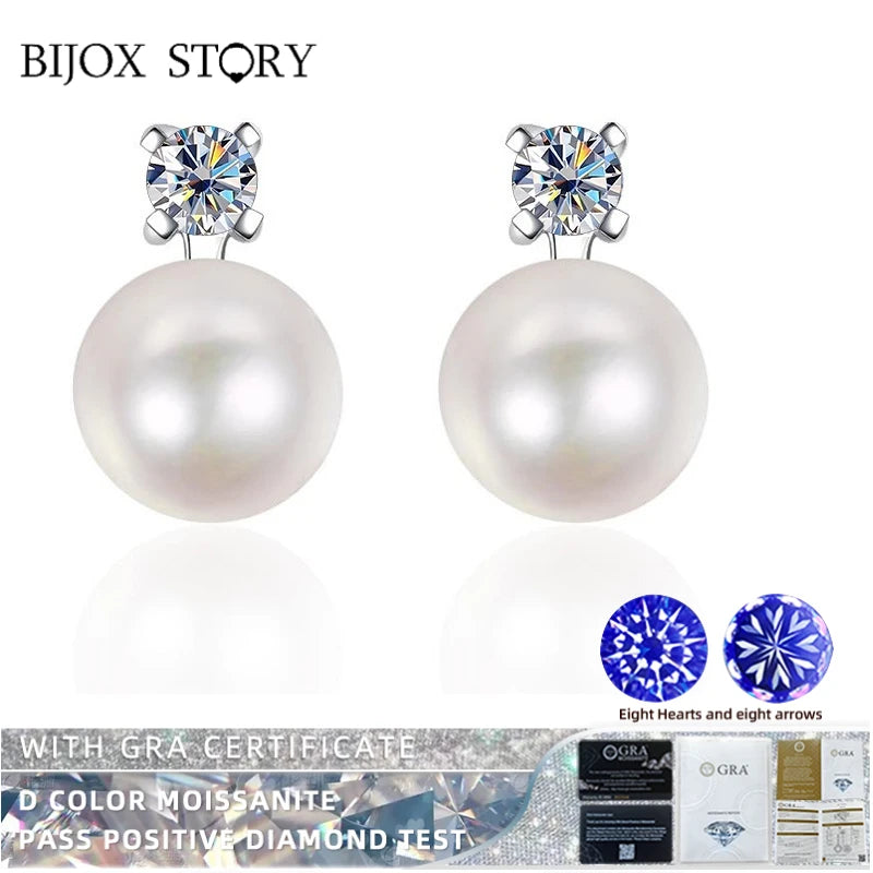 Vintage S925 Sterling Sliver Stud Earrings with Moissanite Jewelry