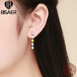 925 Silver Rainbow Heart Enamel Stud Earrings For Women