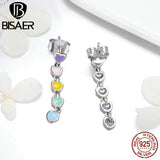 925 Silver Rainbow Heart Enamel Stud Earrings For Women