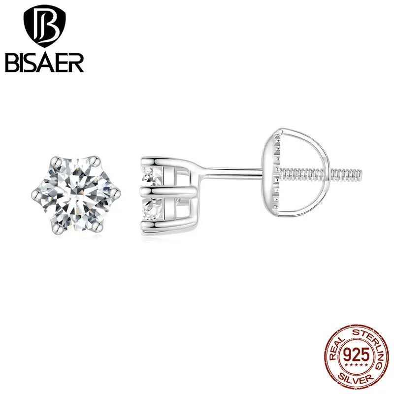 0.9CT Moissanite D VVS1 EX S925 Stud Earrings Brilliant Round Cut