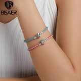 925 Silver Leather Charm Bracelet Women Beads DIY Bracelet ECB219