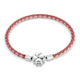 925 Silver Leather Charm Bracelet Women Beads DIY Bracelet ECB219