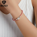 925 Silver Leather Charm Bracelet Women Beads DIY Bracelet ECB219