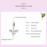 925 Silver Charm Heart Wings My Angel Charms DIY Bracelets Women