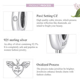 925 Silver Charm Heart Wings My Angel Charms DIY Bracelets Women