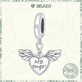 925 Silver Charm Heart Wings My Angel Charms DIY Bracelets Women