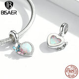 925 Silver Butterfly Opal Charm Zircon Love Bracelet Charm DIY Jewelry