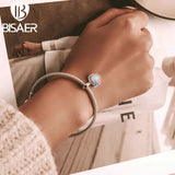 925 Silver Butterfly Opal Charm Zircon Love Bracelet Charm DIY Jewelry