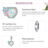 925 Silver Butterfly Opal Charm Zircon Love Bracelet Charm DIY Jewelry